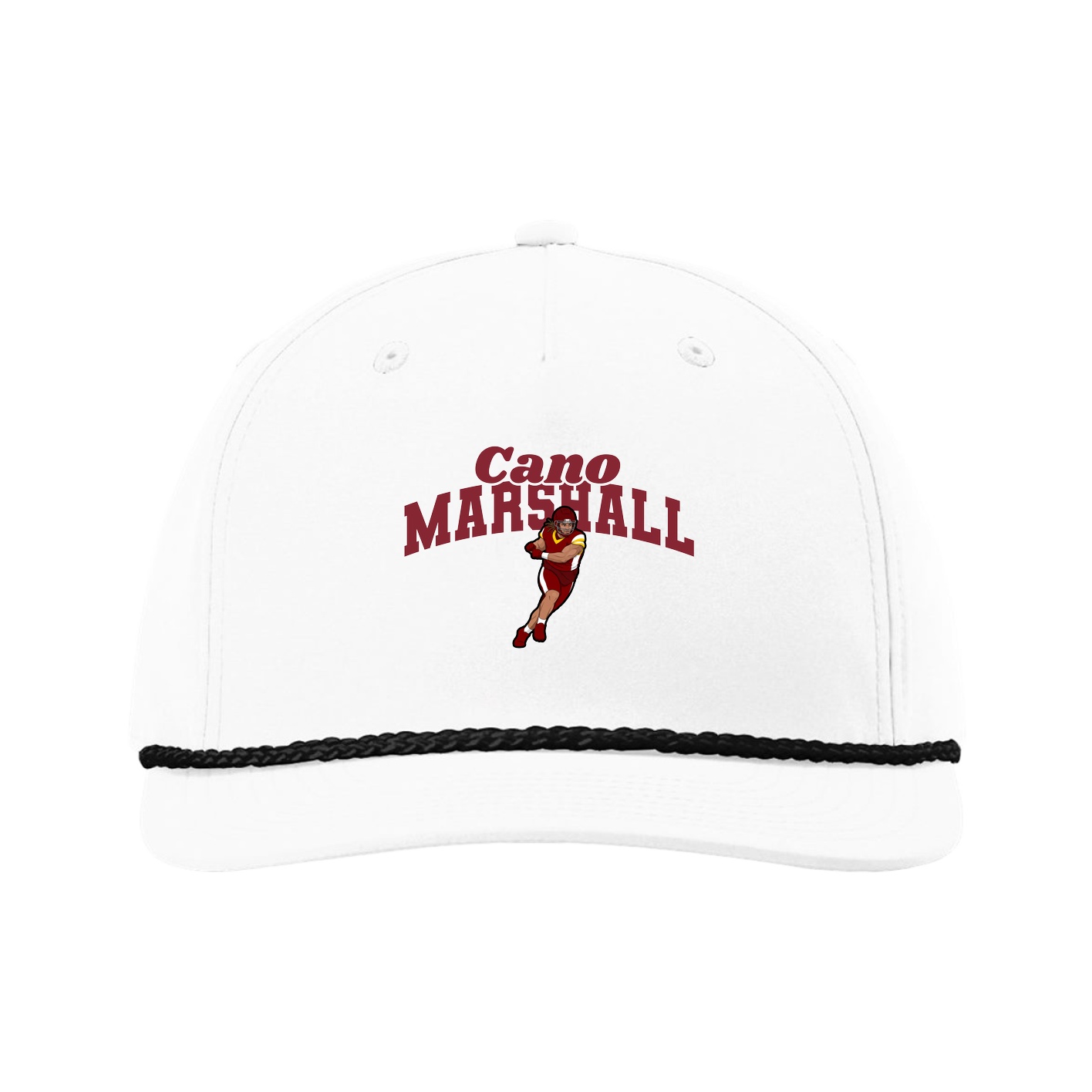 Five-Panel Classic Rope Cap — Signature Arch in White