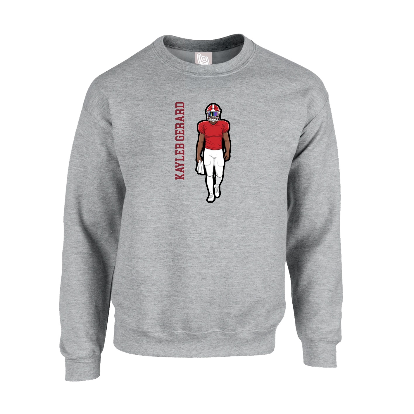Fleece Crew — Name Vertical in Grey