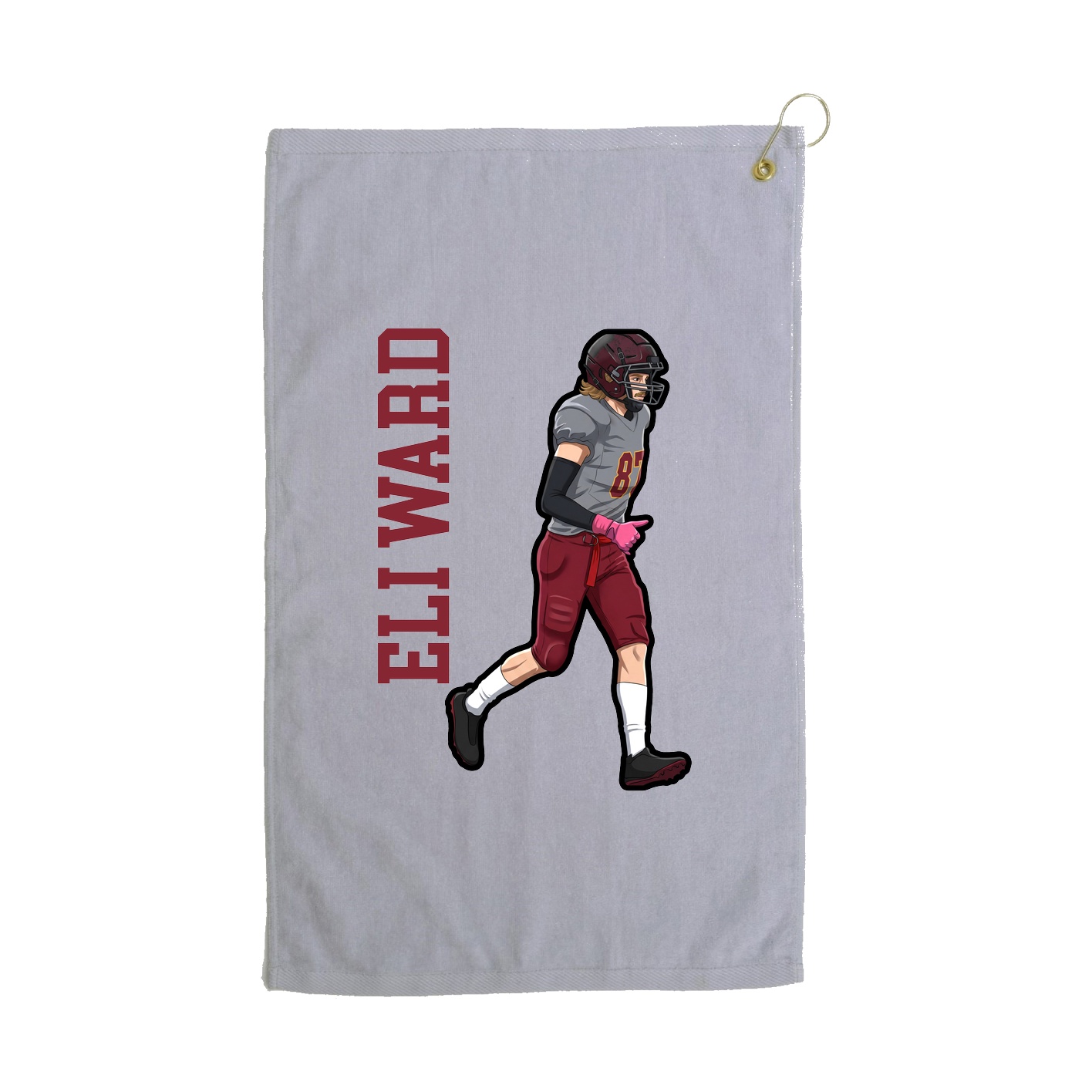 Golf Towel — Name Vertical in Grey
