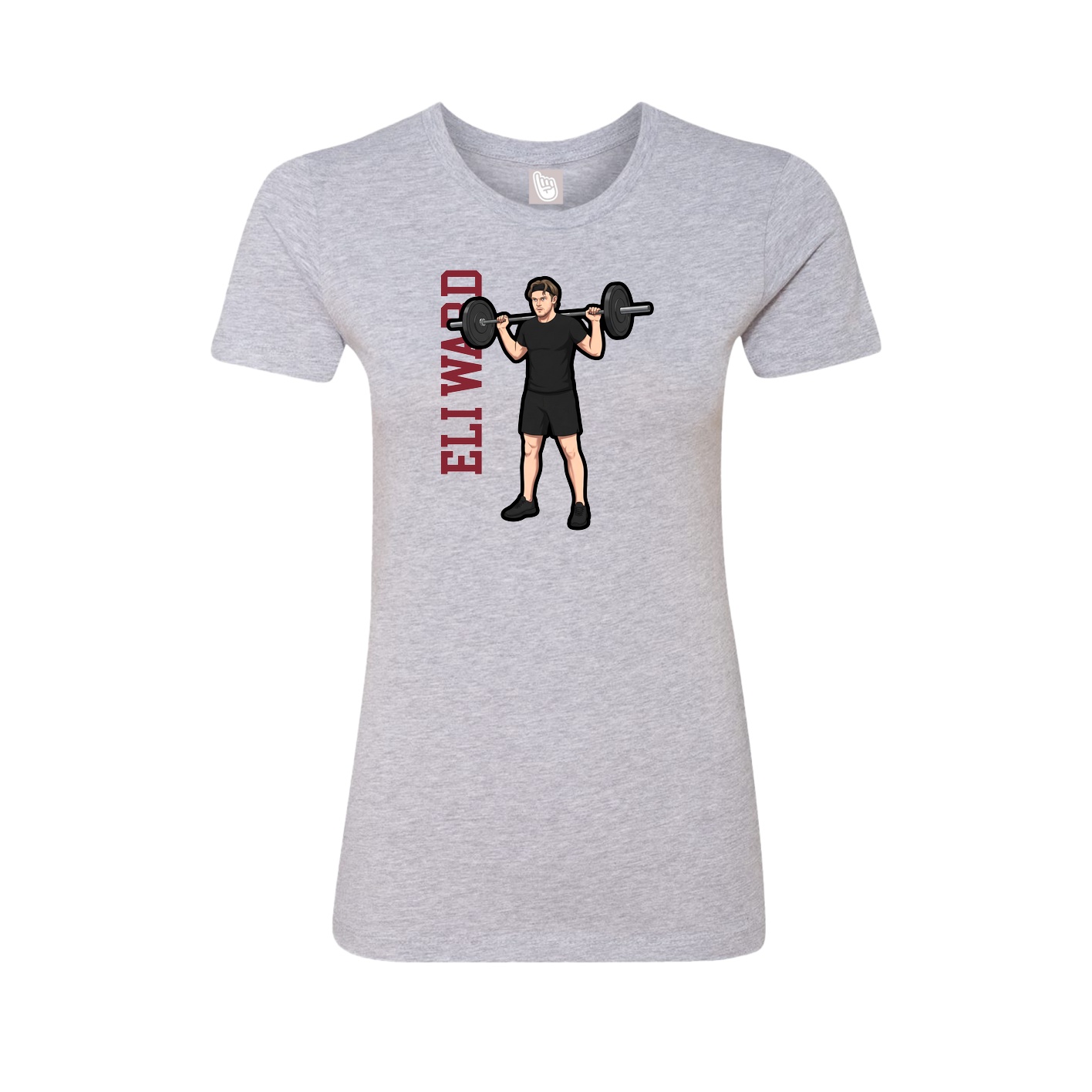 Fitted Women's Tee — Name Vertical in Grey
