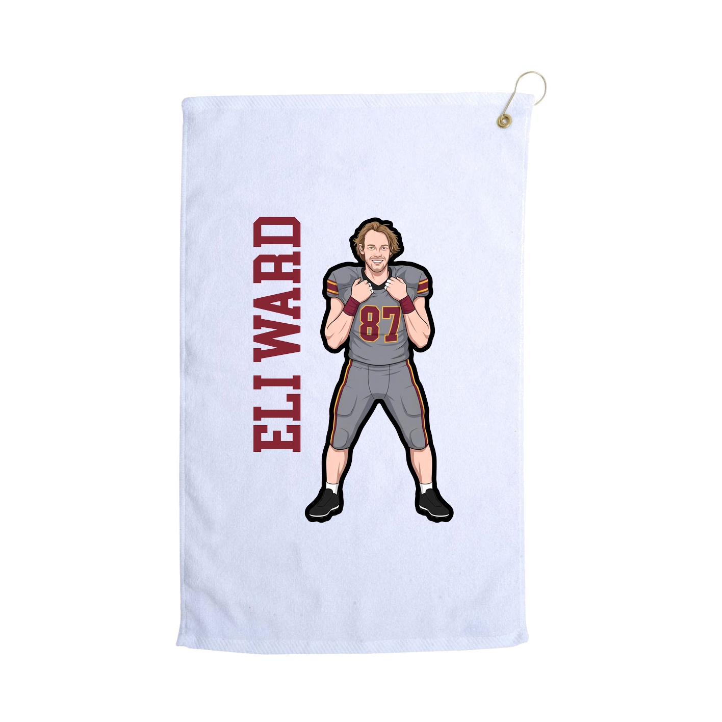 Golf Towel — Name Vertical in White
