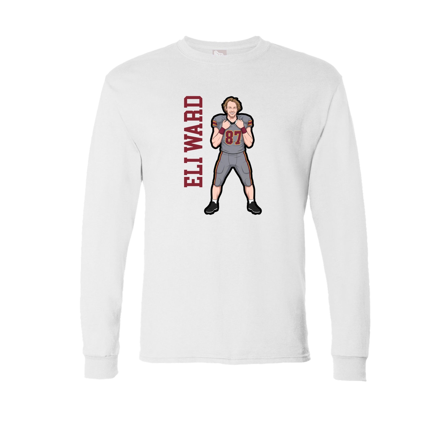 Long Sleeve Tee — Name Vertical in White