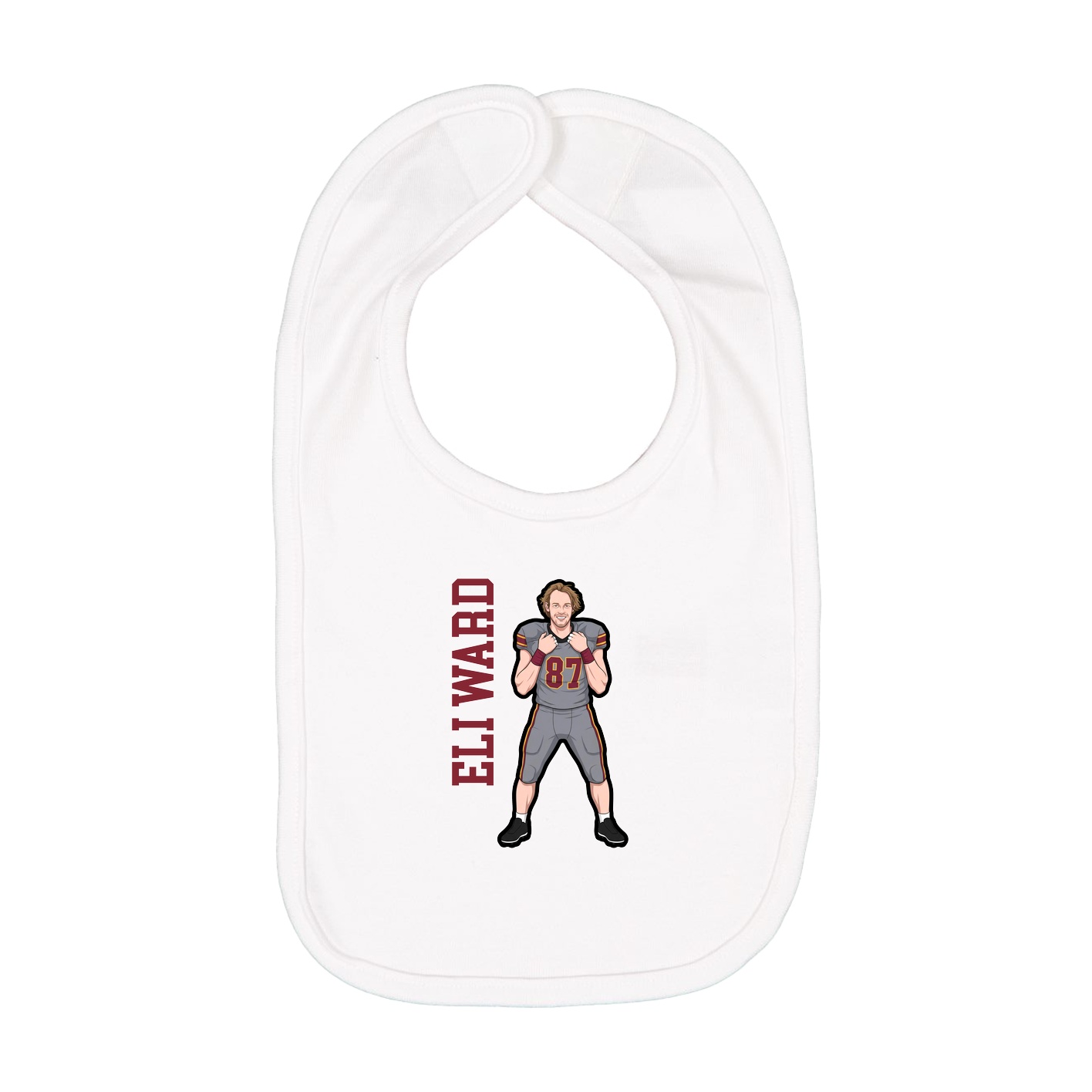 Infant Bib — Name Vertical in White