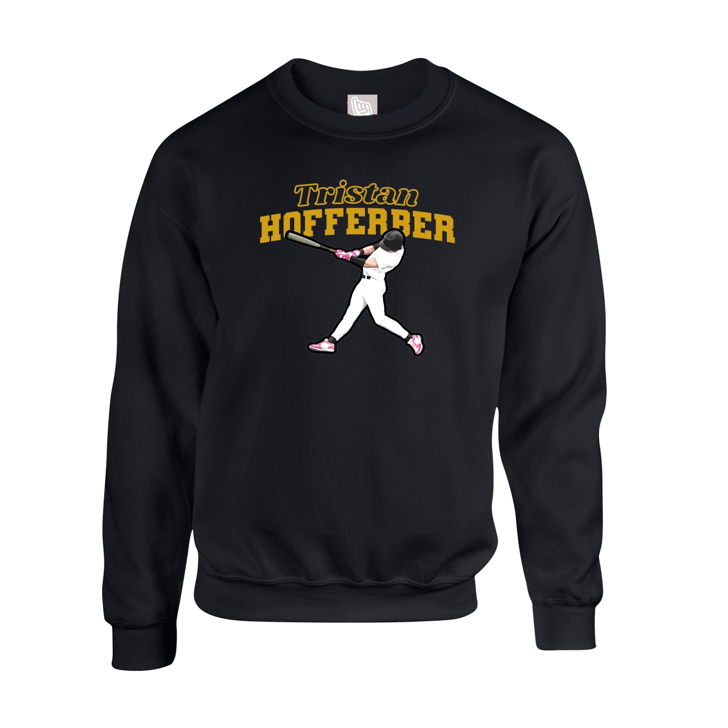 Fleece Crew — Name Arch in Black