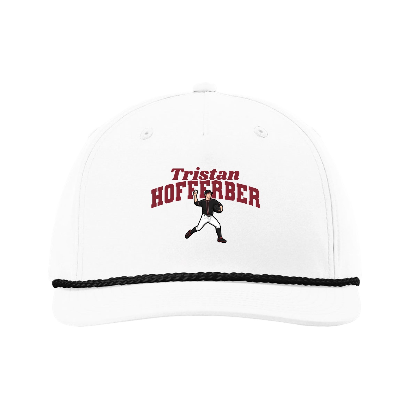 Five-Panel Classic Rope Cap — Signature Arch in White