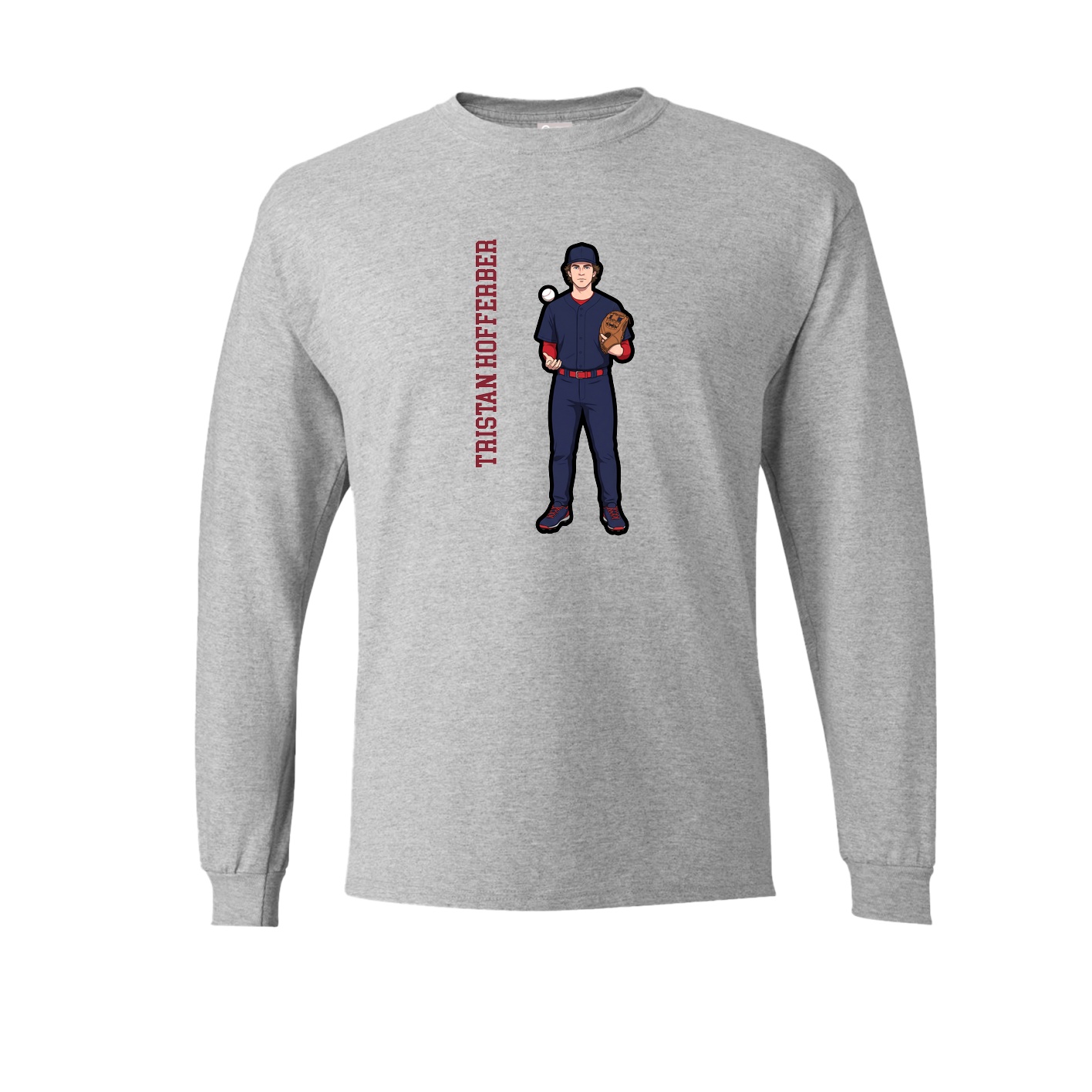 Long Sleeve Tee — Name Vertical in Grey