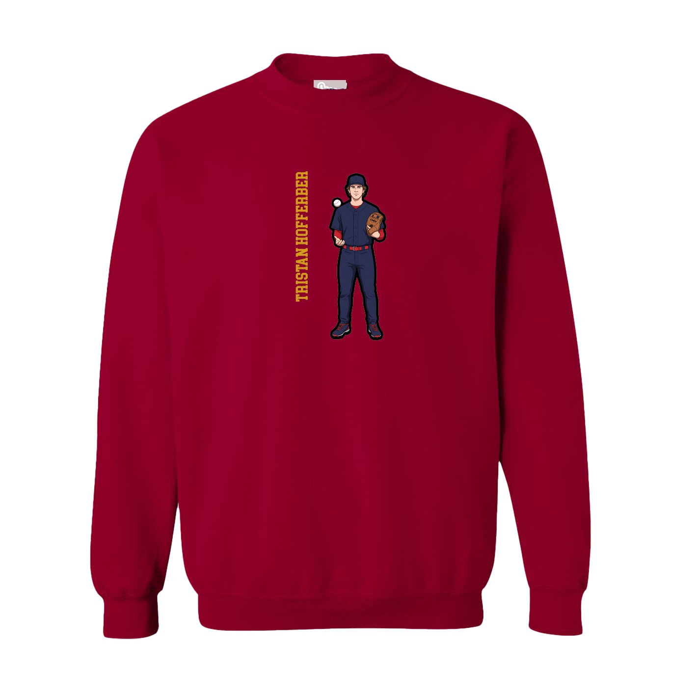 Fleece Crew — Name Vertical in Cardinal