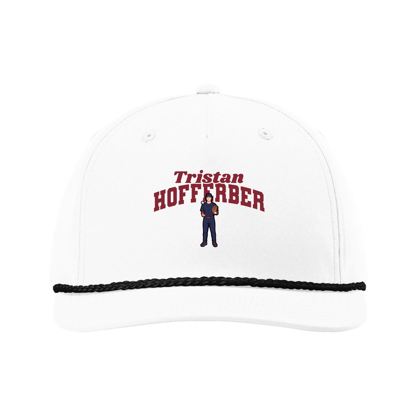 Five-Panel Classic Rope Cap — Signature Arch in White