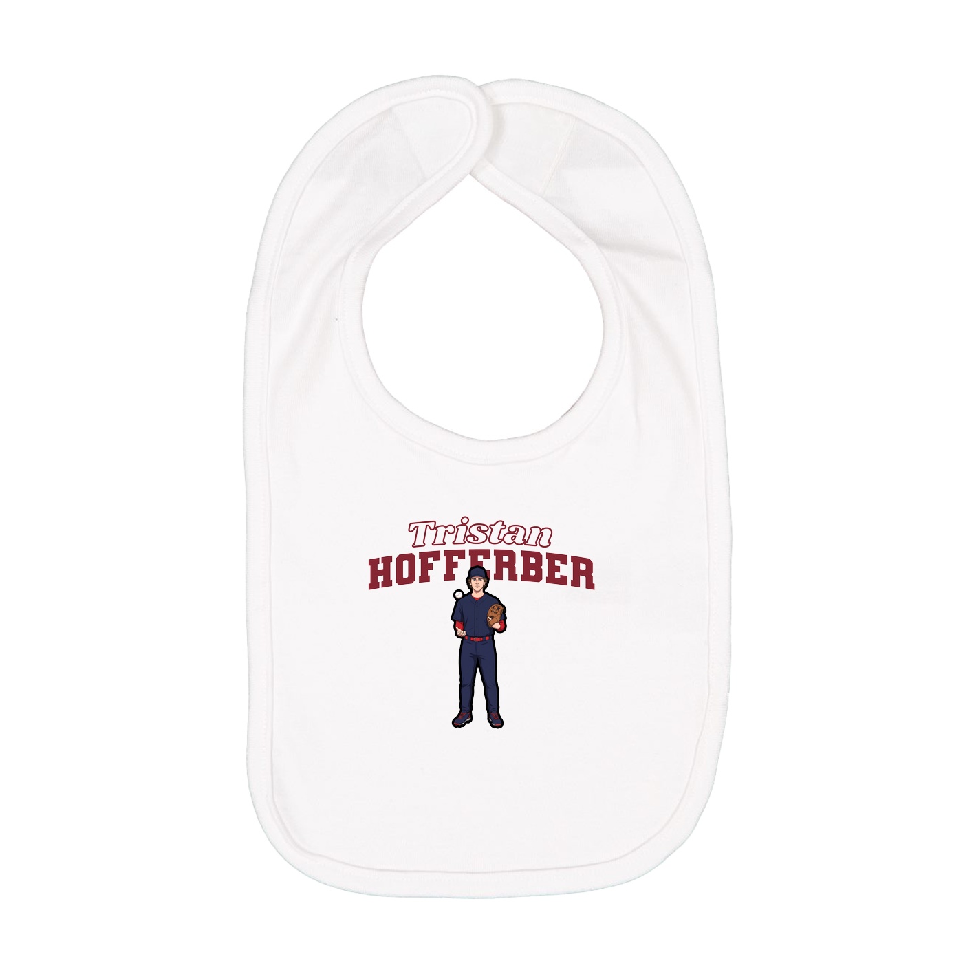 Infant Bib — Name Arch in White