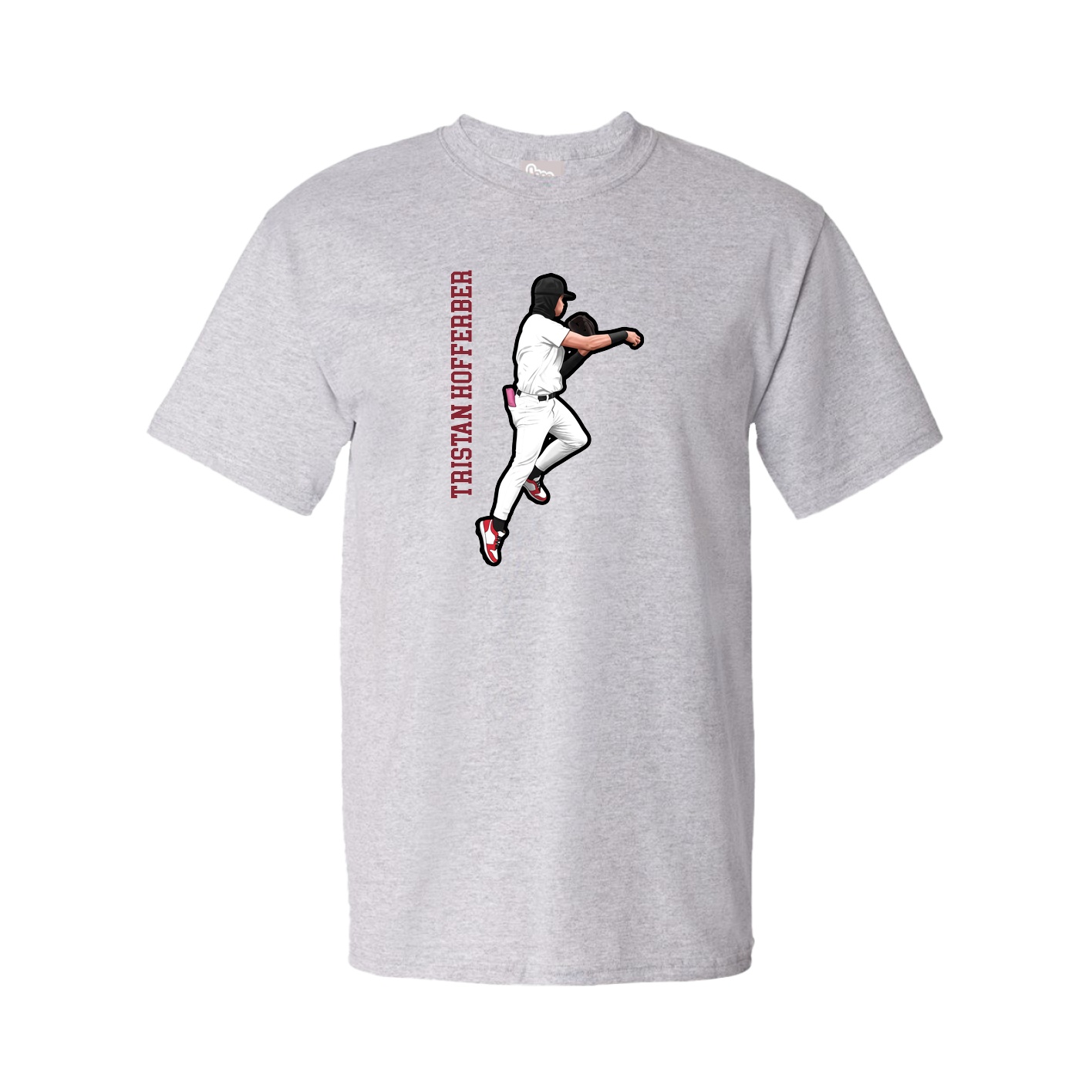 Youth Tee — Name Vertical in Grey