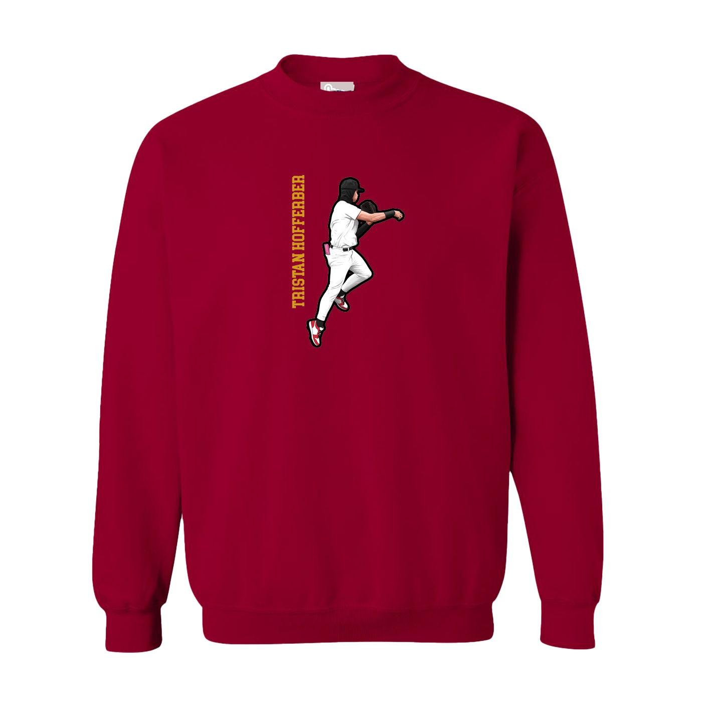 Fleece Crew — Name Vertical in Cardinal