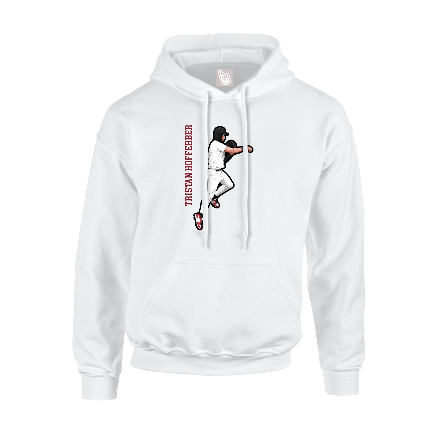 Youth Hoodie — Name Vertical in White