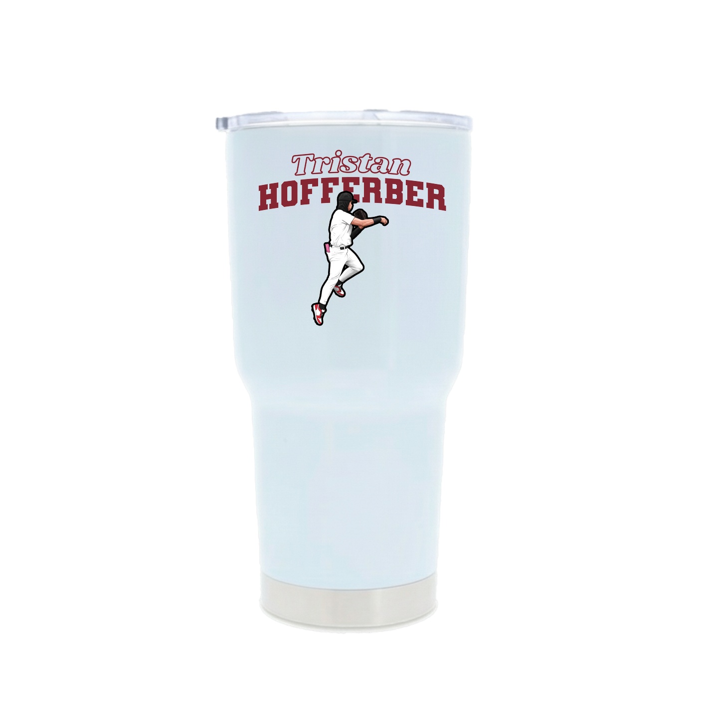 30oz Stainless Steel Tumbler — Name Arch in White