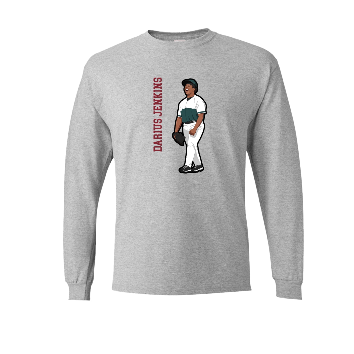Long Sleeve Tee — Name Vertical in Grey
