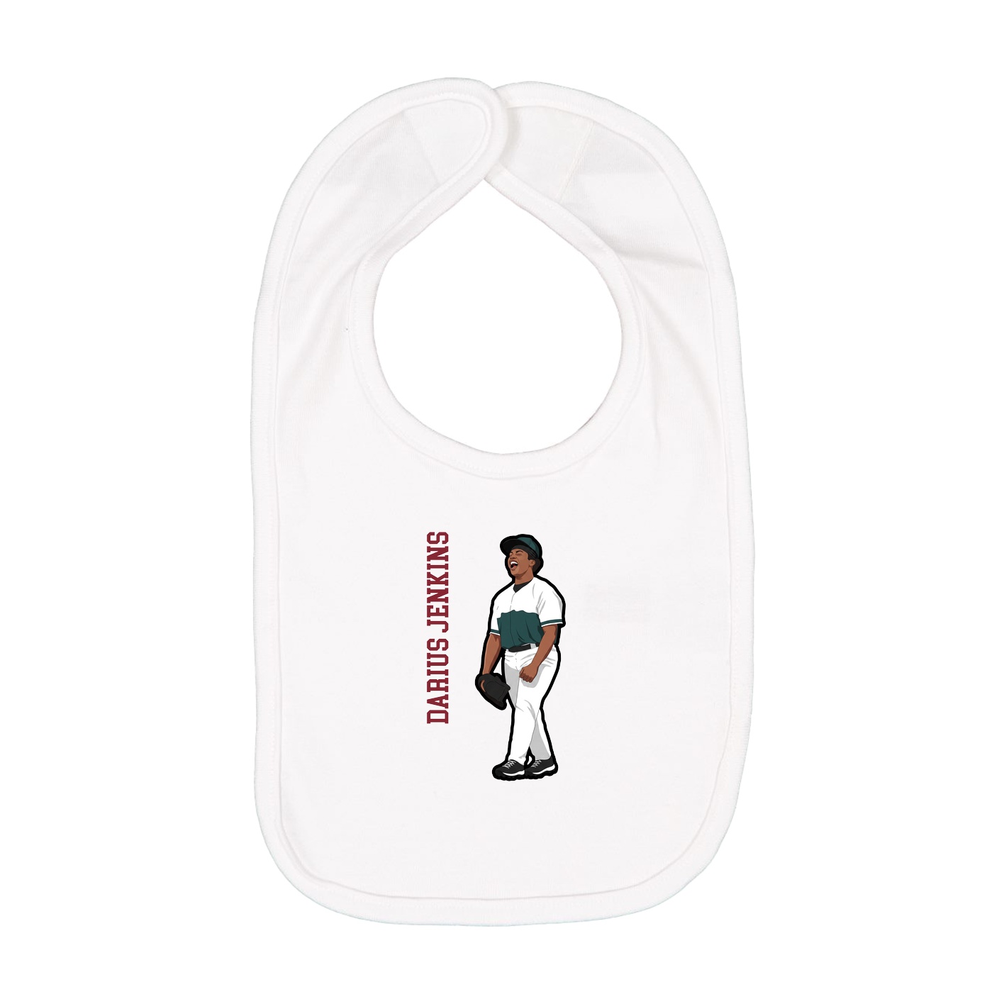 Infant Bib — Name Vertical in White