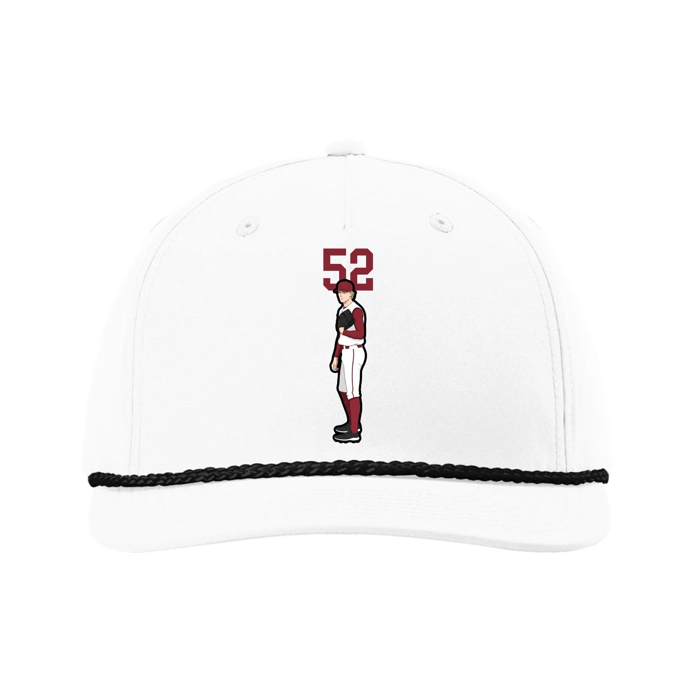 Five-Panel Classic Rope Cap — Number Top in White