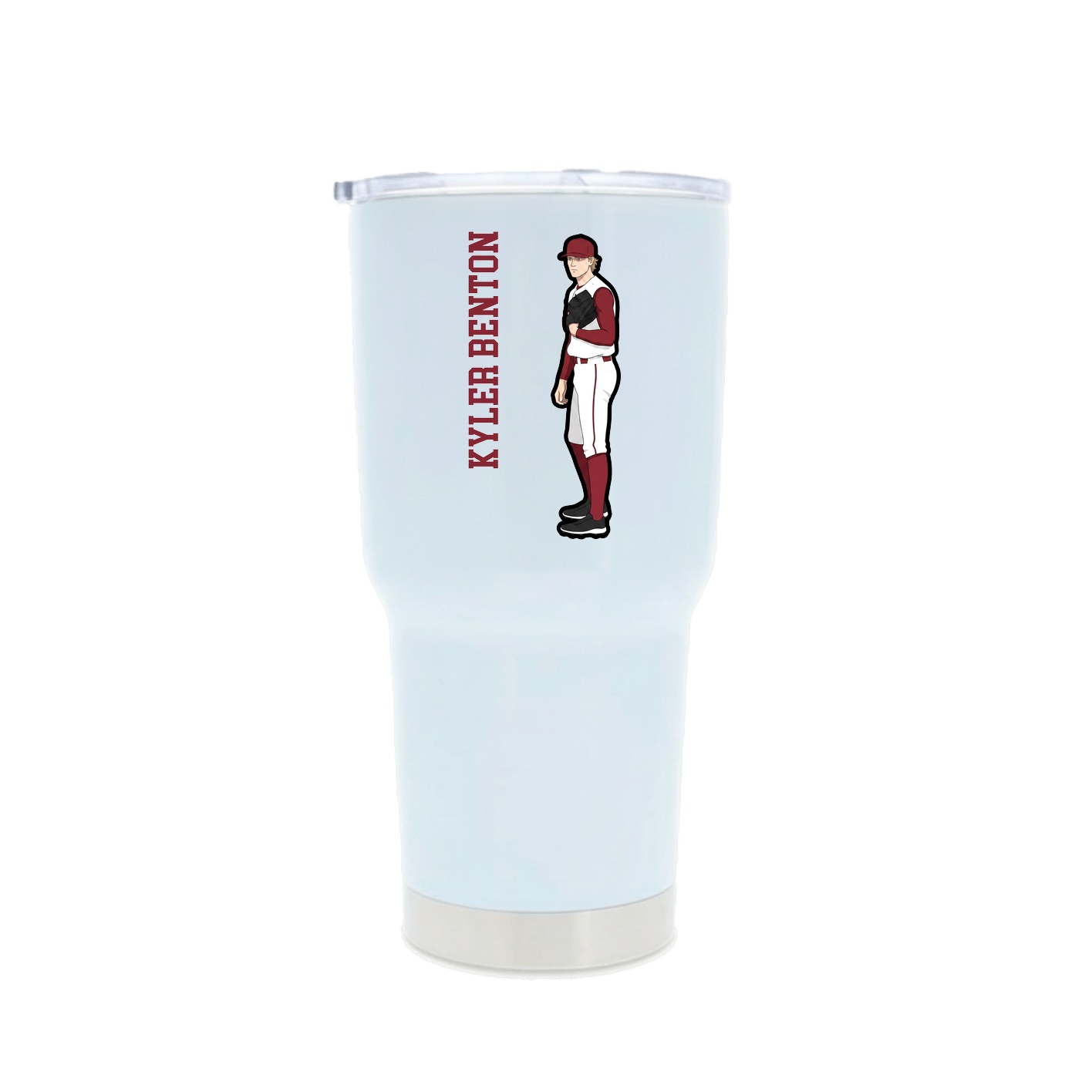 30oz Stainless Steel Tumbler — Name Vertical in White