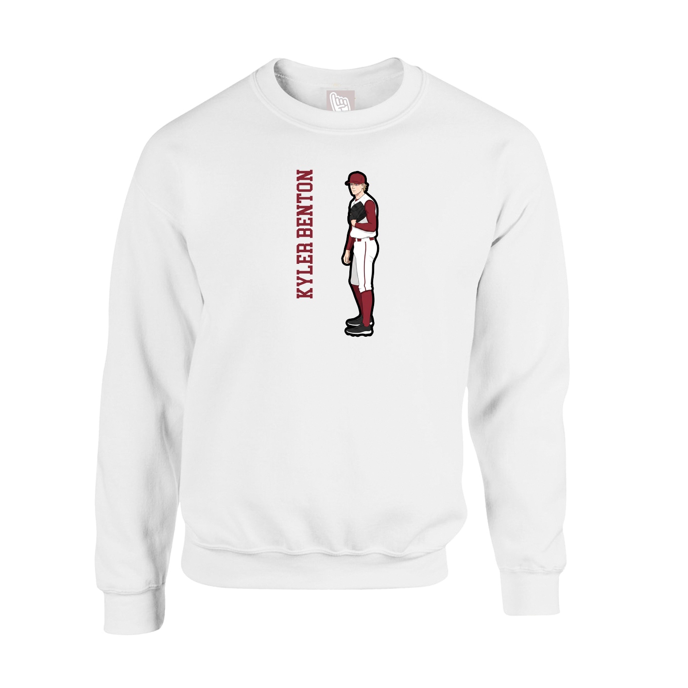 Fleece Crew — Name Vertical in White