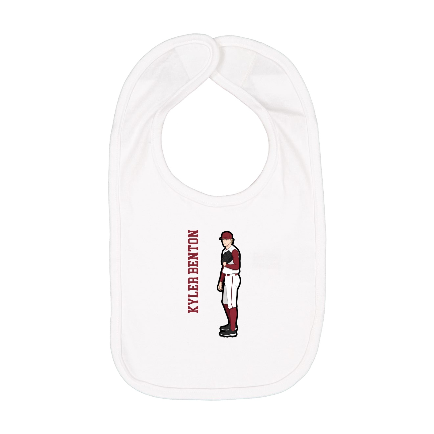 Infant Bib — Name Vertical in White