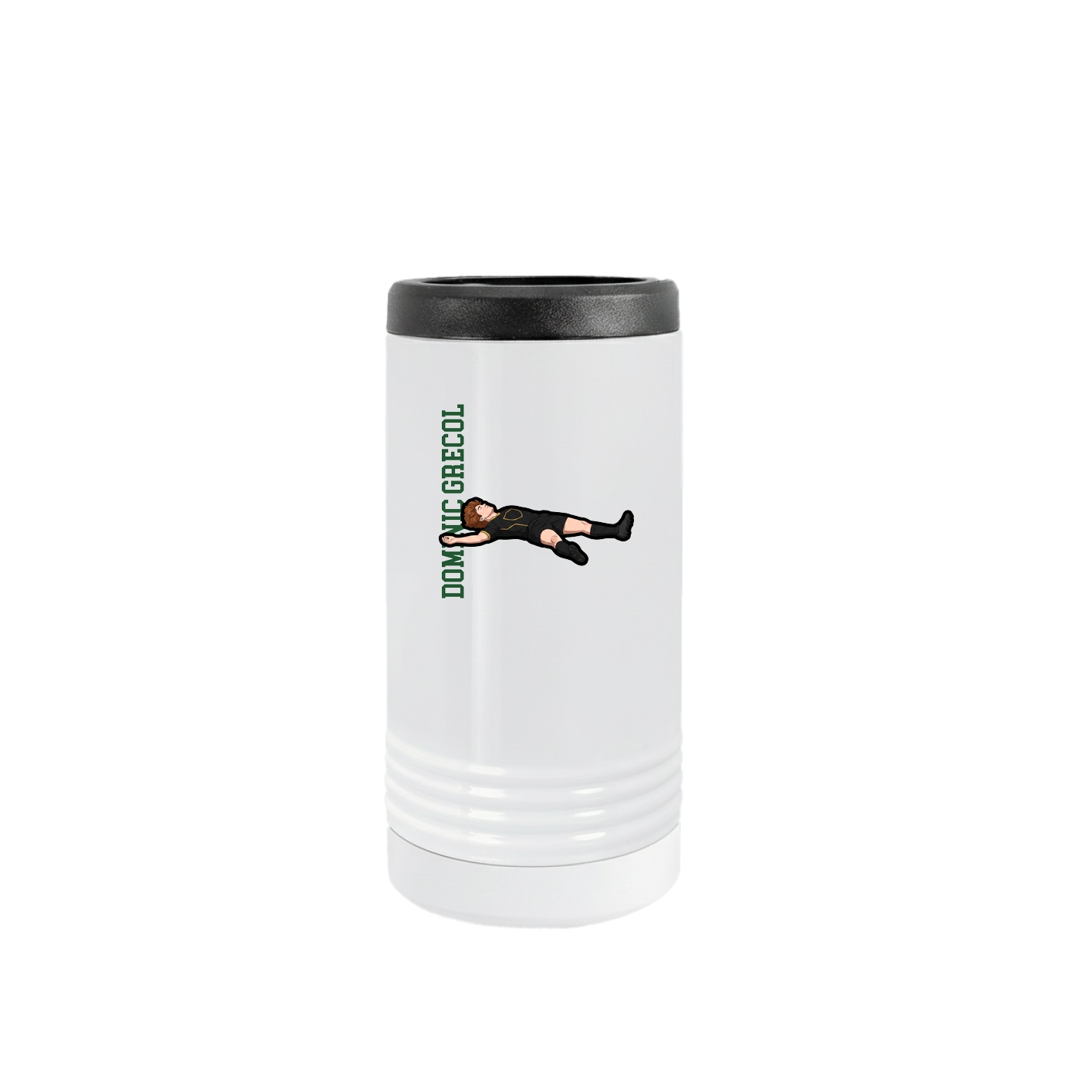 Slim Beverage Holder — Name Vertical in White
