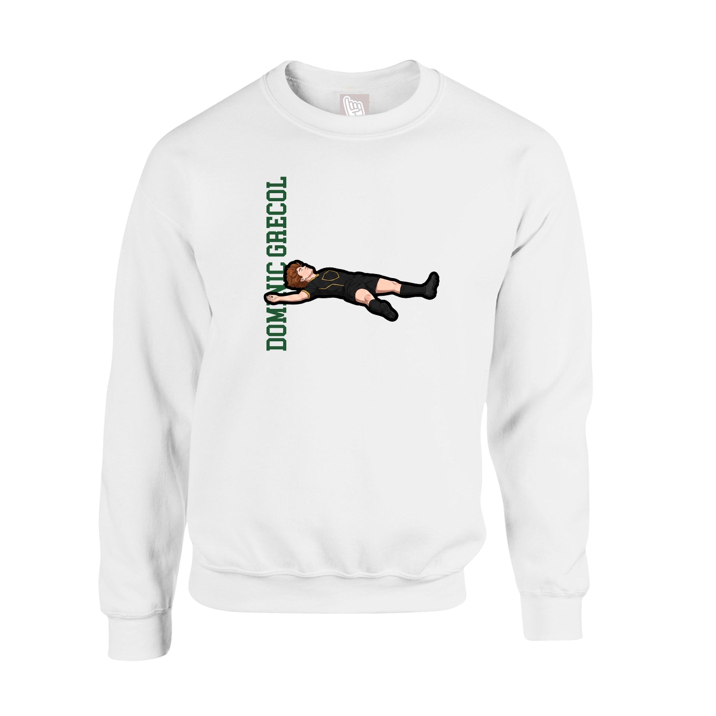 Fleece Crew — Name Vertical in White