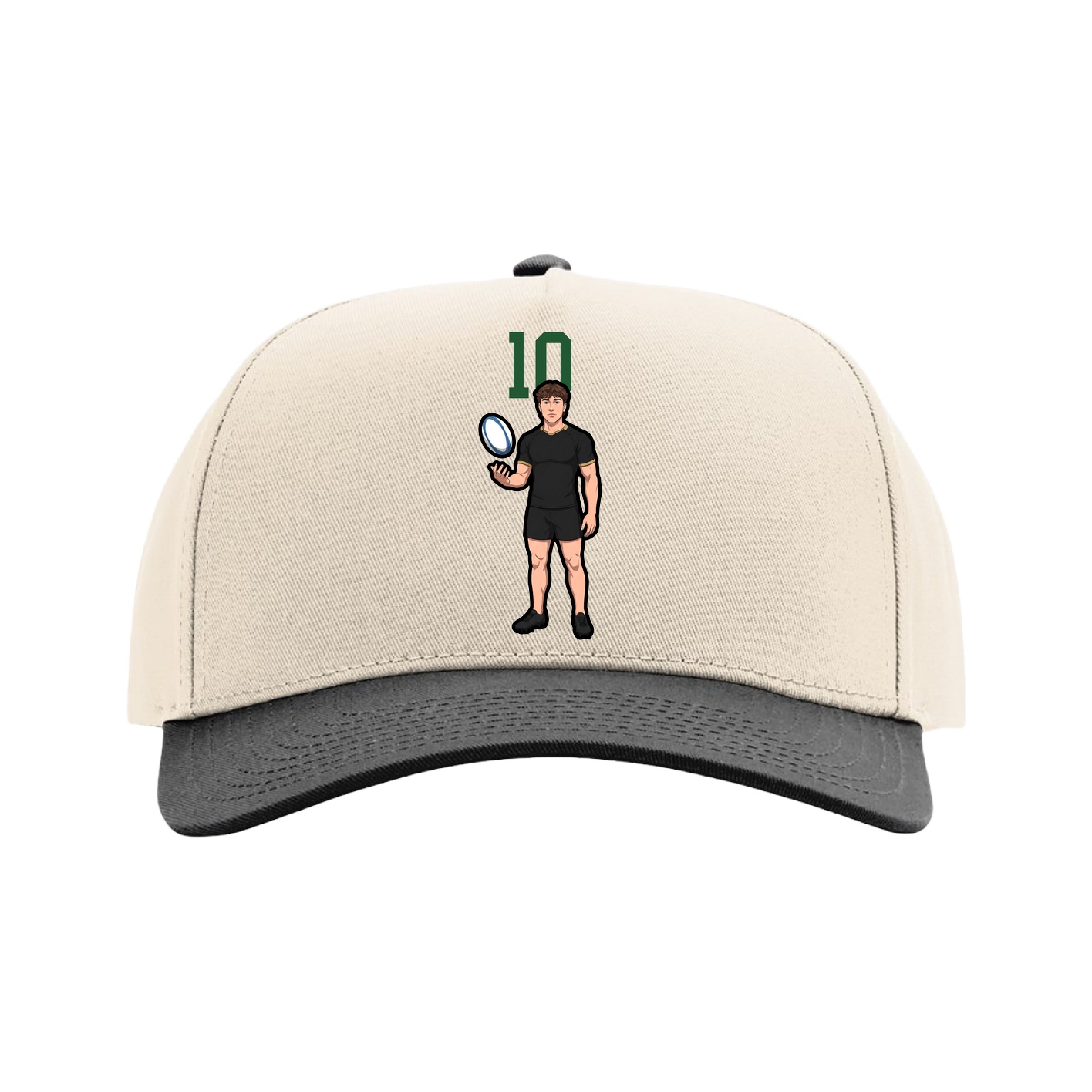 Full Fabric Five-Panel Champ Cap — Number Top in Cream/Black