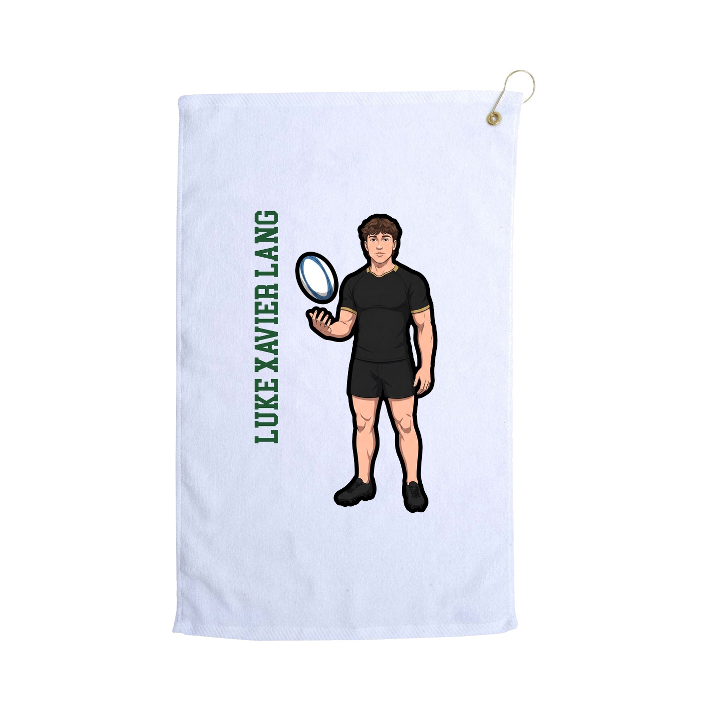 Golf Towel — Name Vertical in White
