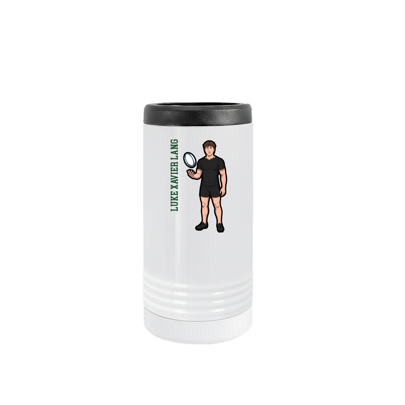 Slim Beverage Holder — Name Vertical in White