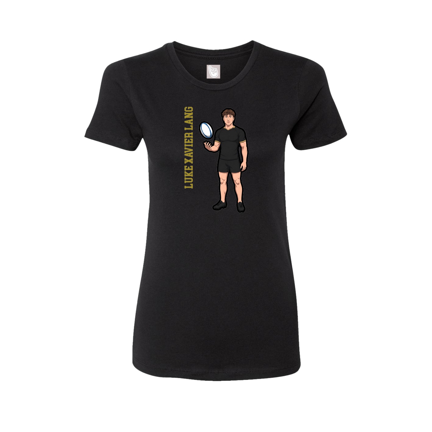 Womens Tee — Name Vertical in Black