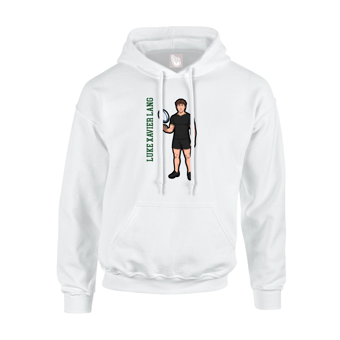 Youth Hoodie — Name Vertical in White