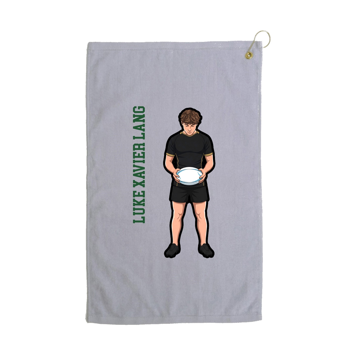 Golf Towel — Name Vertical in Grey