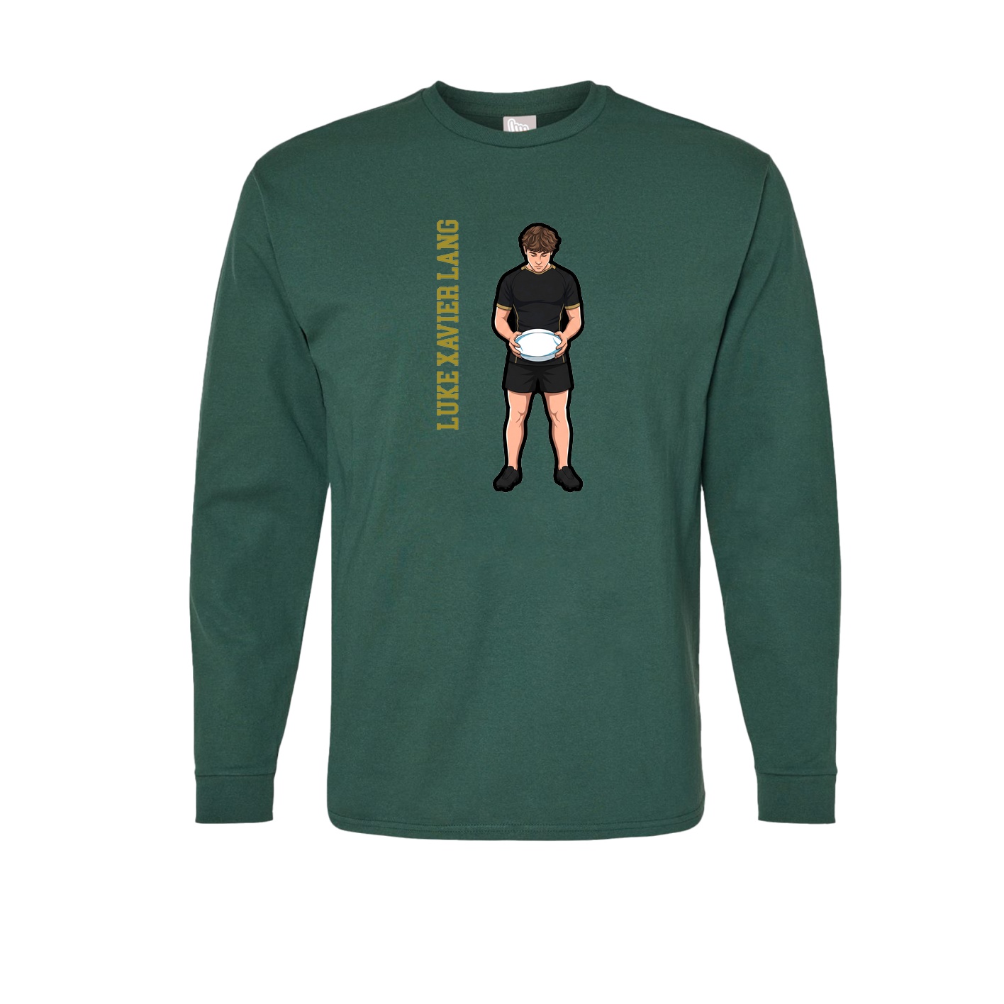 Long Sleeve Tee — Name Vertical in Green