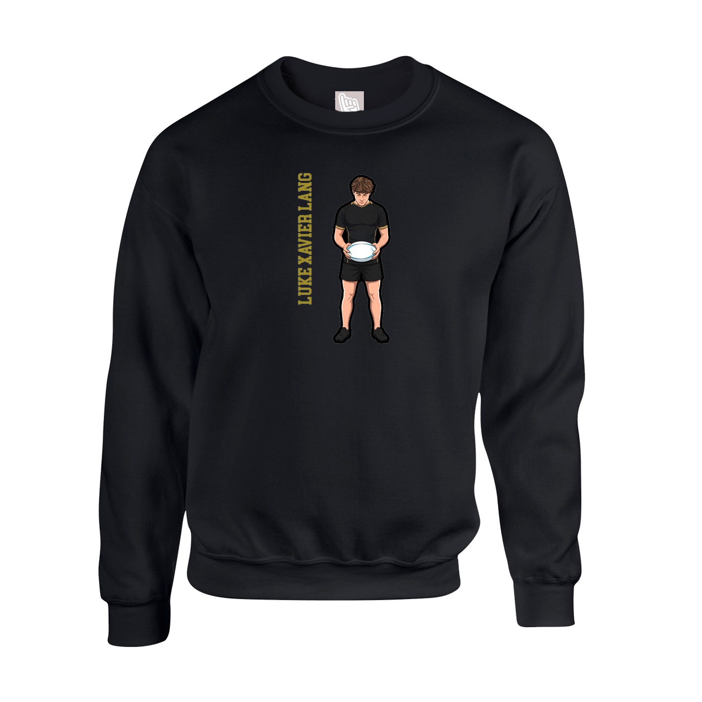 Fleece Crew — Name Vertical in Black