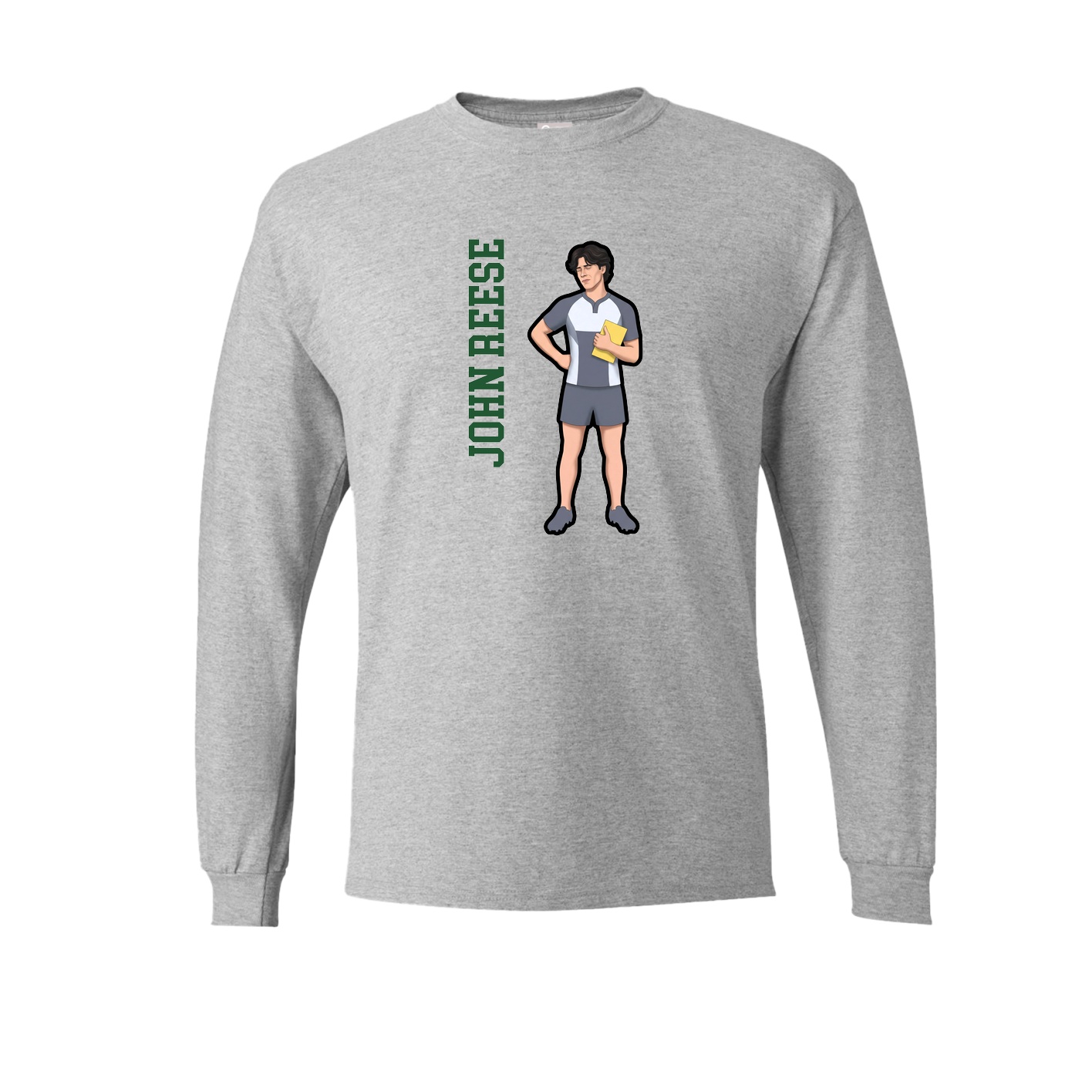 Long Sleeve Tee — Name Vertical in Grey