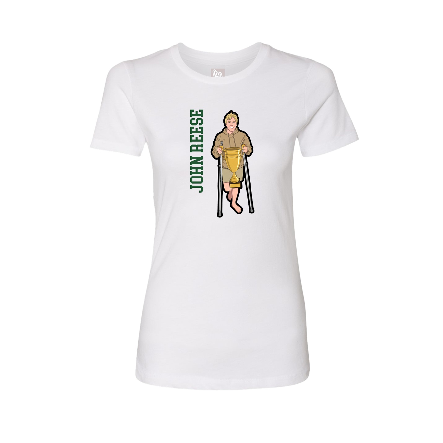 Fitted Women's Tee — Name Vertical in White
