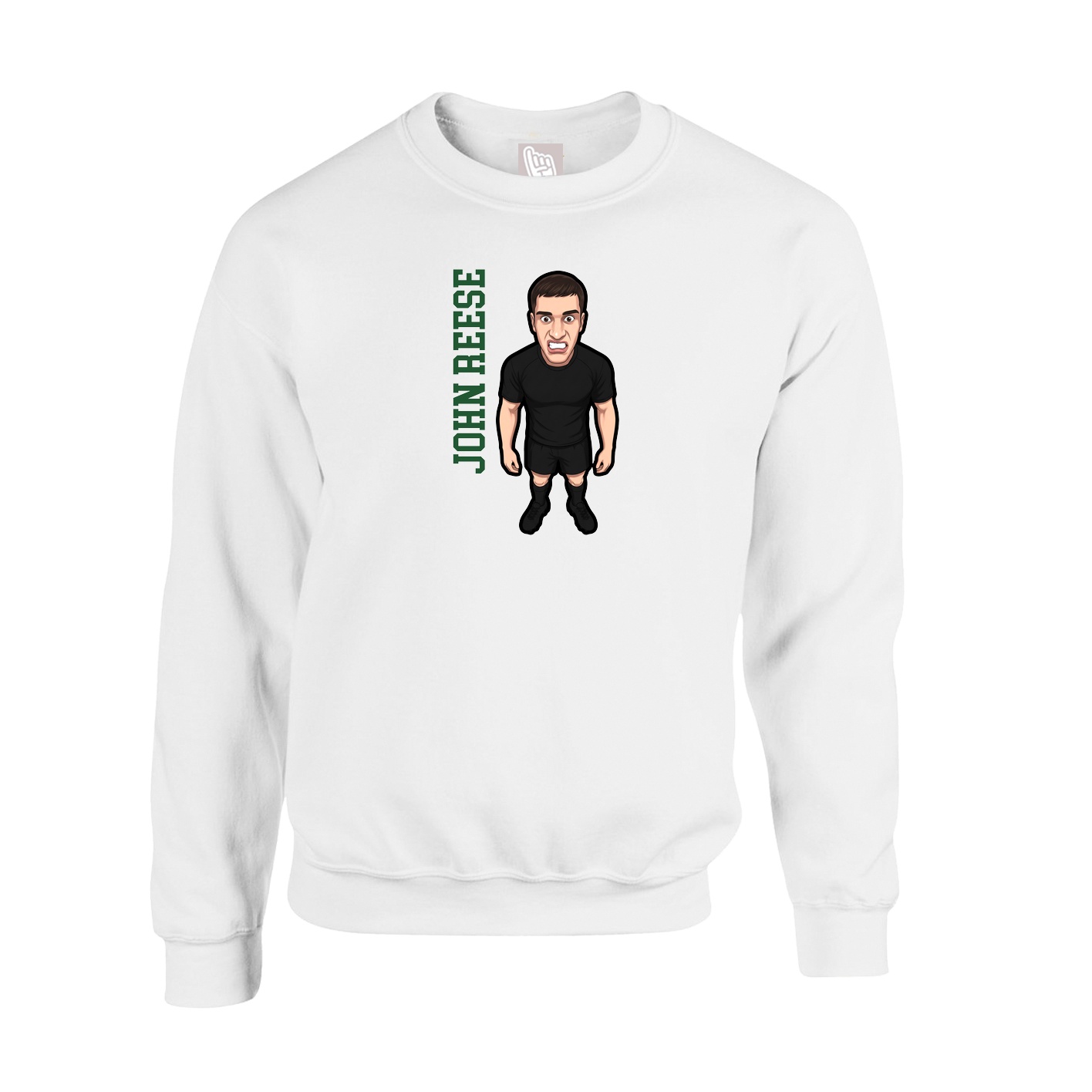 Fleece Crew — Name Vertical in White