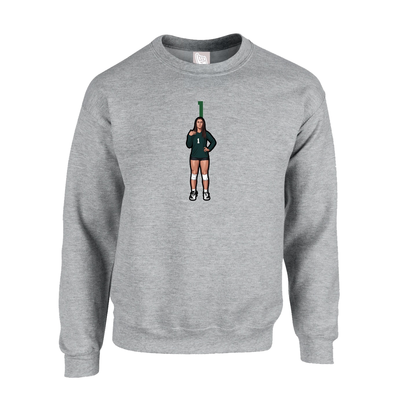 Fleece Crew — Number Top in Grey