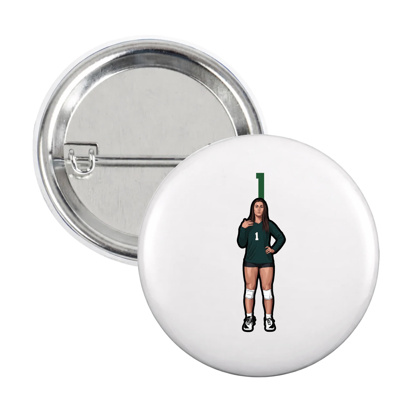 Game Day Button — Number Top in White