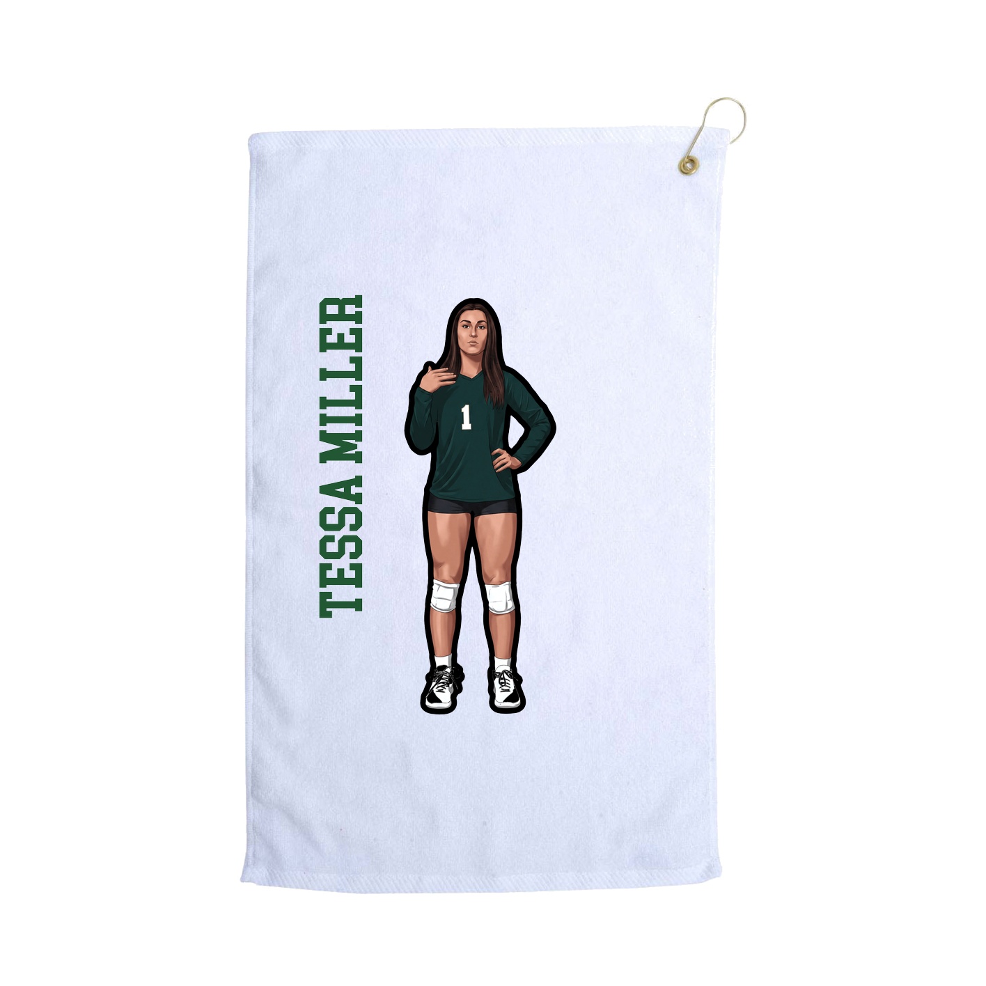 Golf Towel — Name Vertical in White