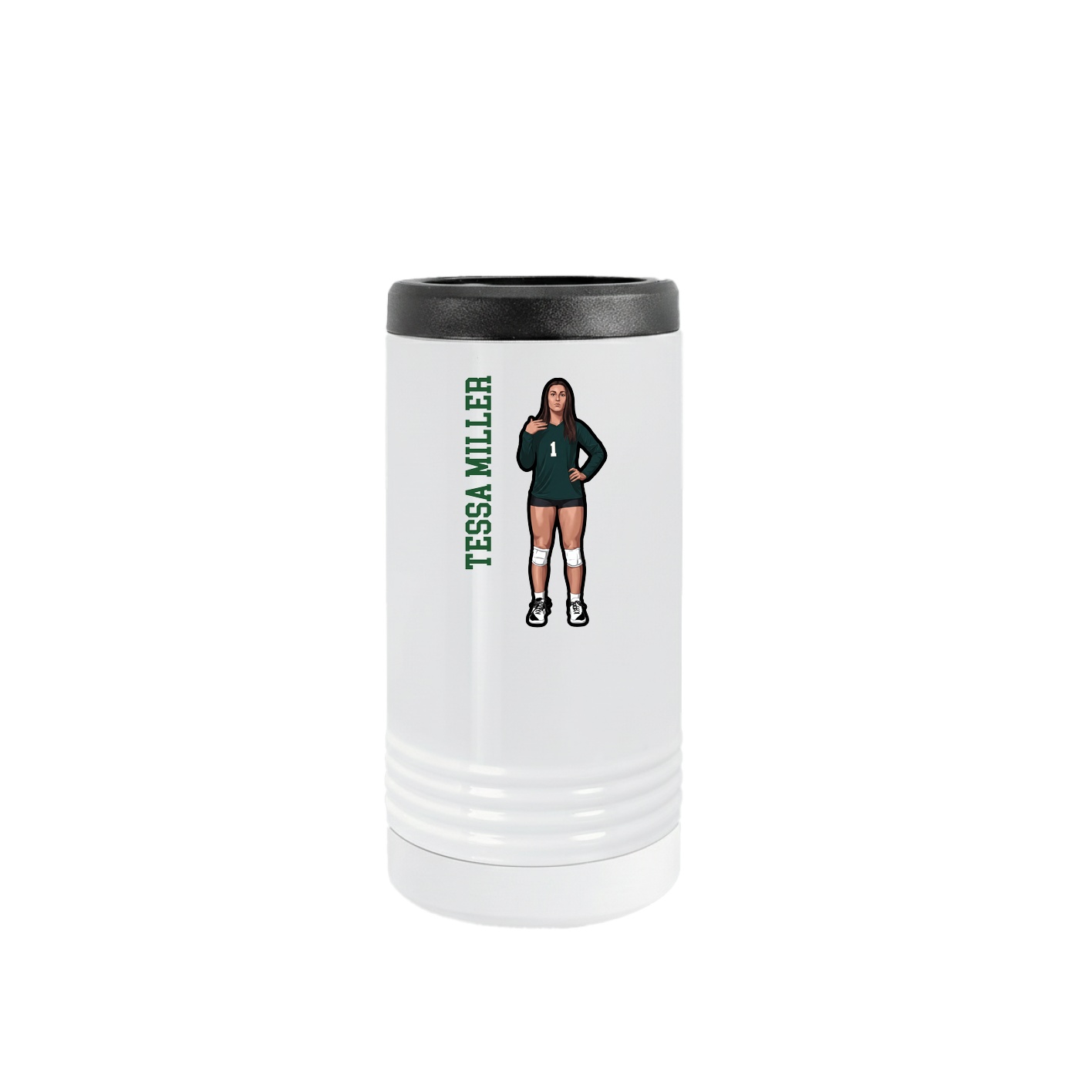 Slim Beverage Holder — Name Vertical in White
