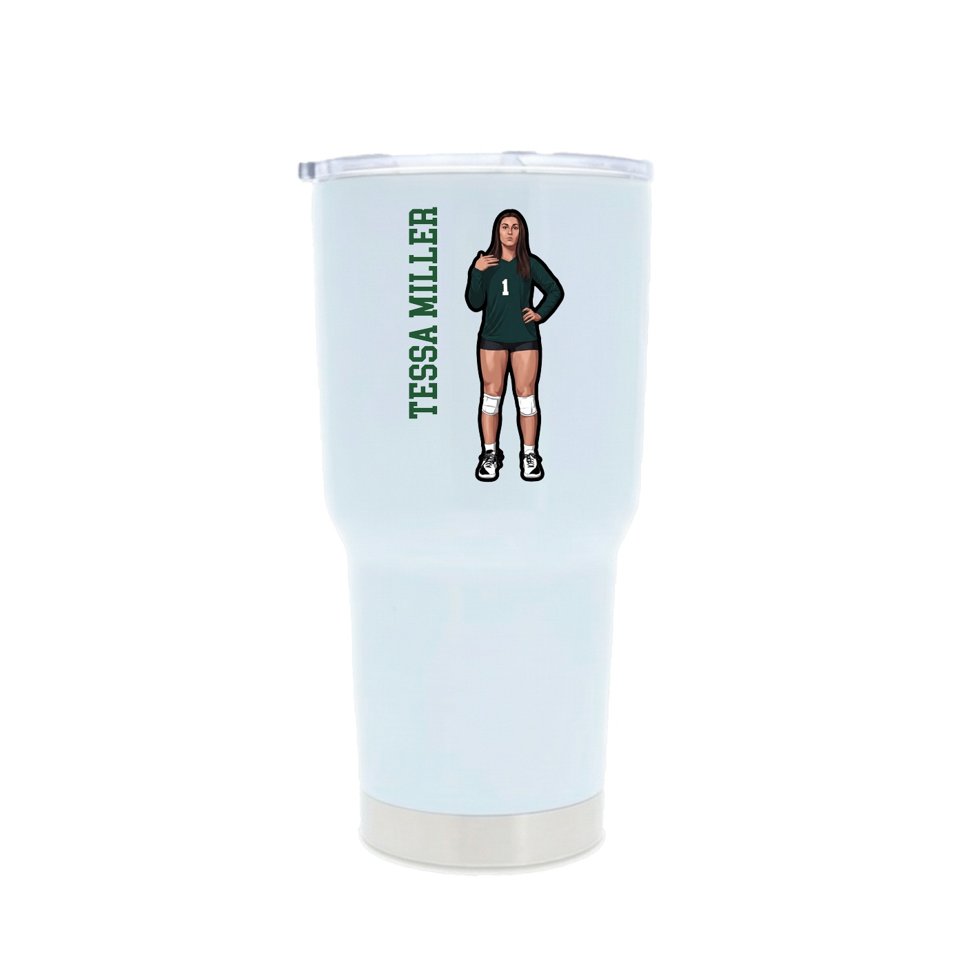 30oz Stainless Steel Tumbler — Name Vertical in White