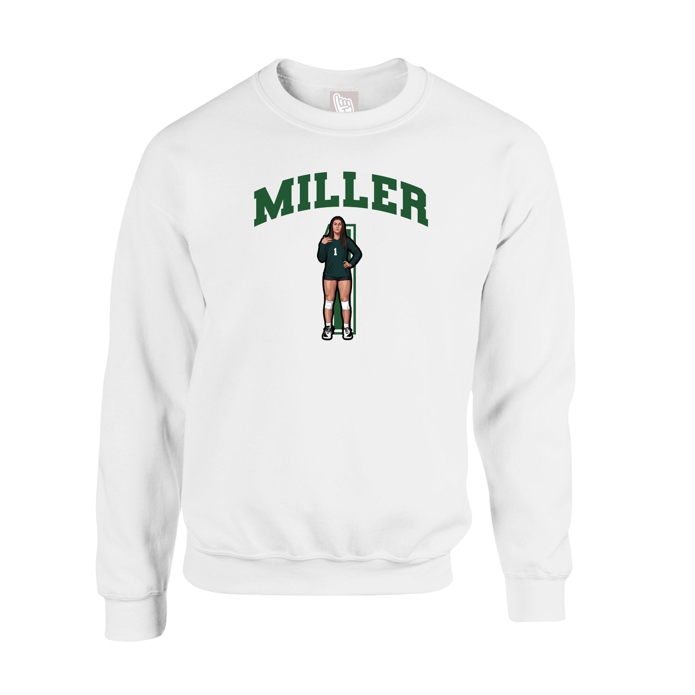 Fleece Crew — Number in White