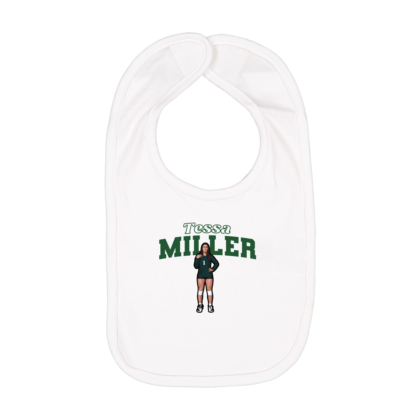 Infant Bib — Name Arch in White