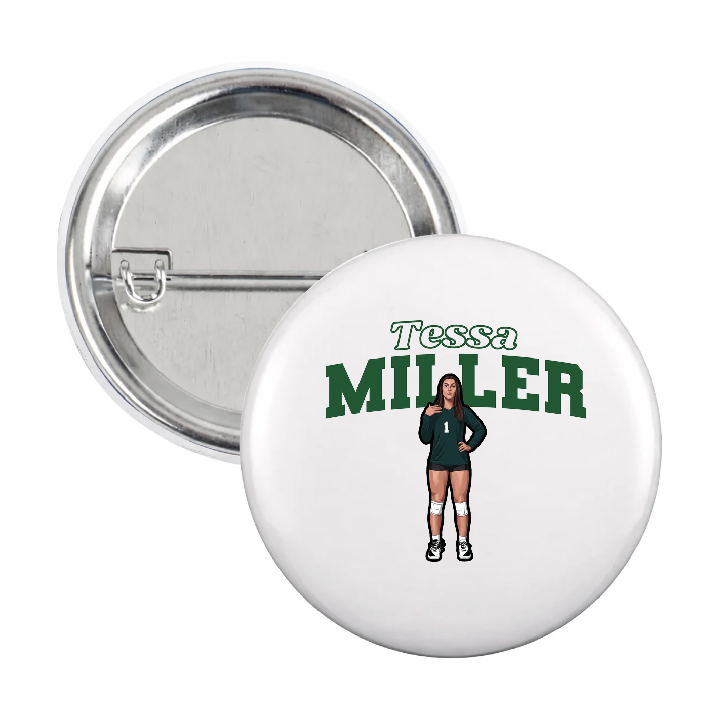 Game Day Button — Name Arch in White