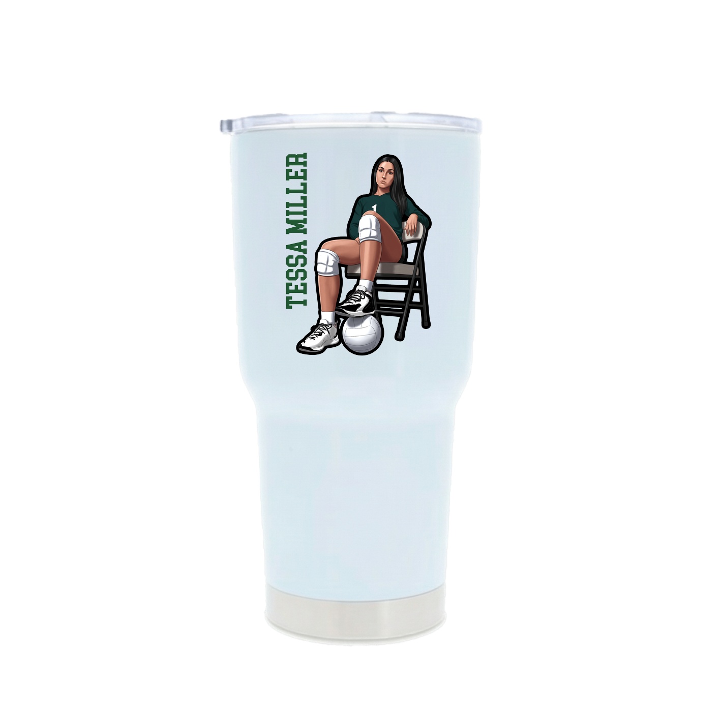 30oz Stainless Steel Tumbler — Name Vertical in White