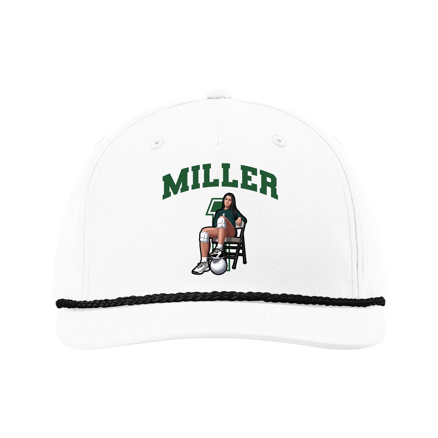 Five-Panel Classic Rope Cap — Number in White