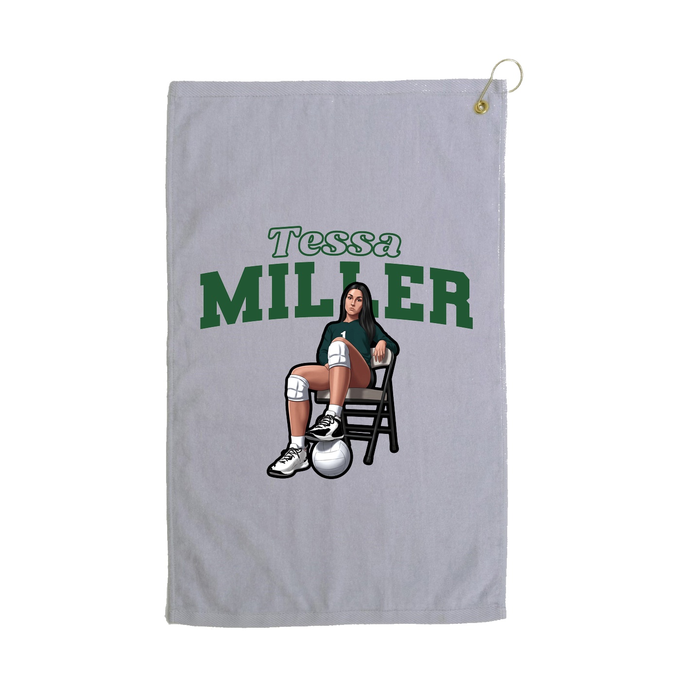Golf Towel — Name Arch in Grey