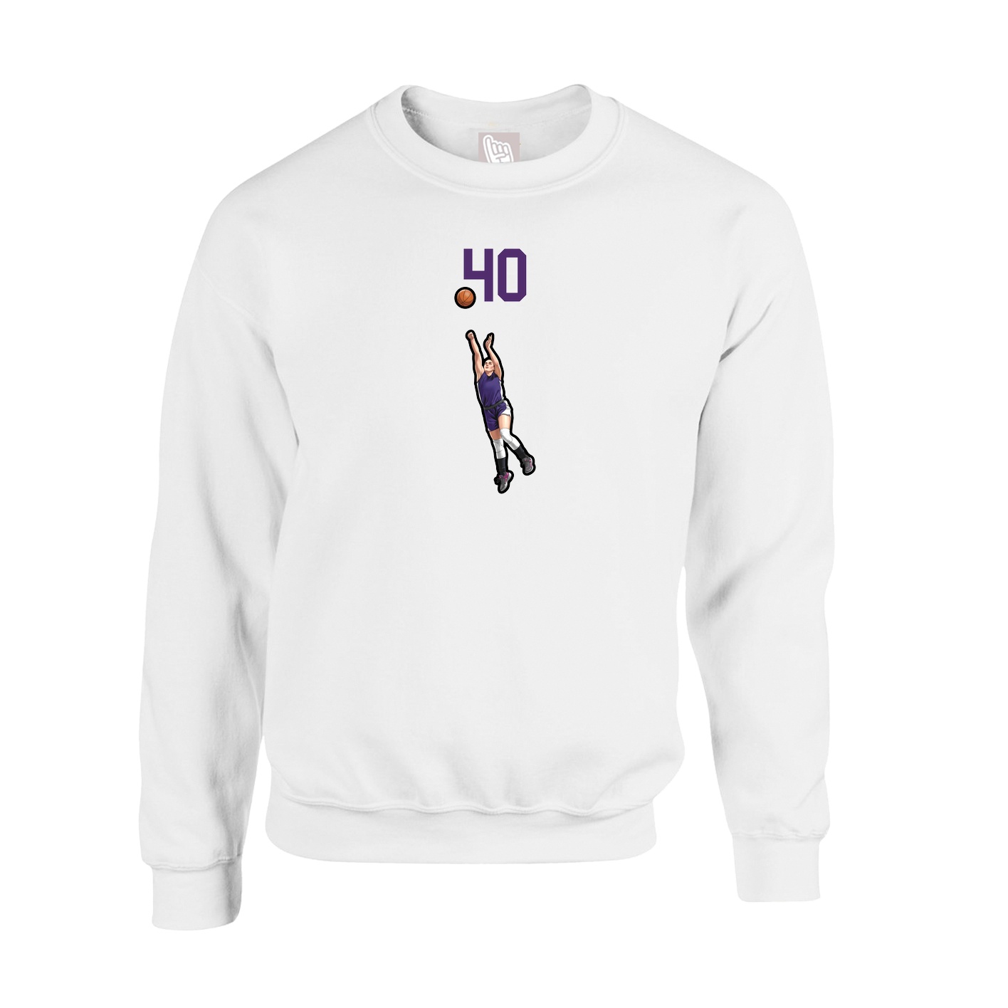 Fleece Crew — Number Top in White