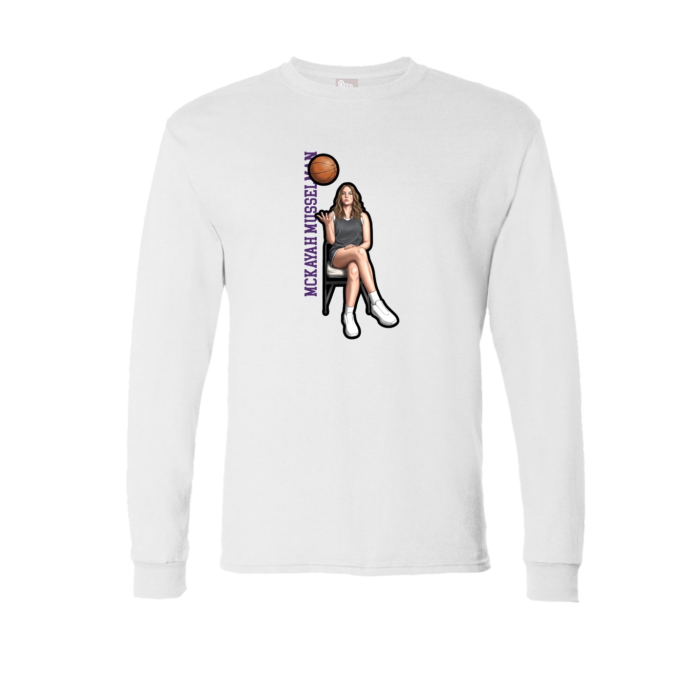 Long Sleeve Tee — Name Vertical in White