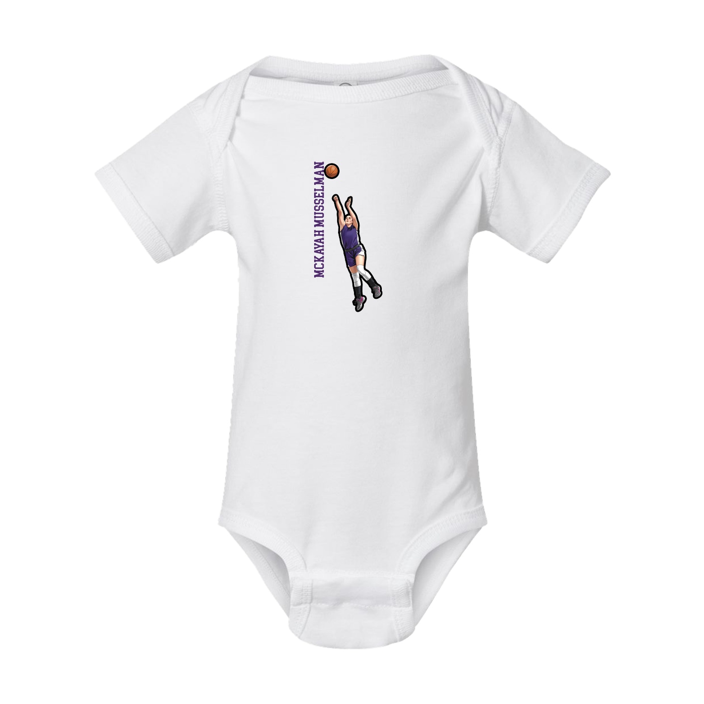 Baby Onesie — Name Vertical in White